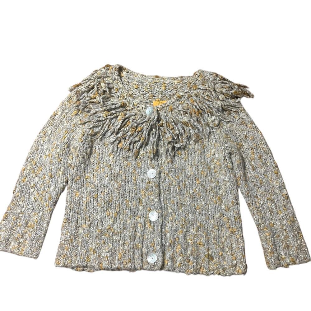 Ruby Rd. Gray and Yellow Knit Cardigan Sweater Size Large
